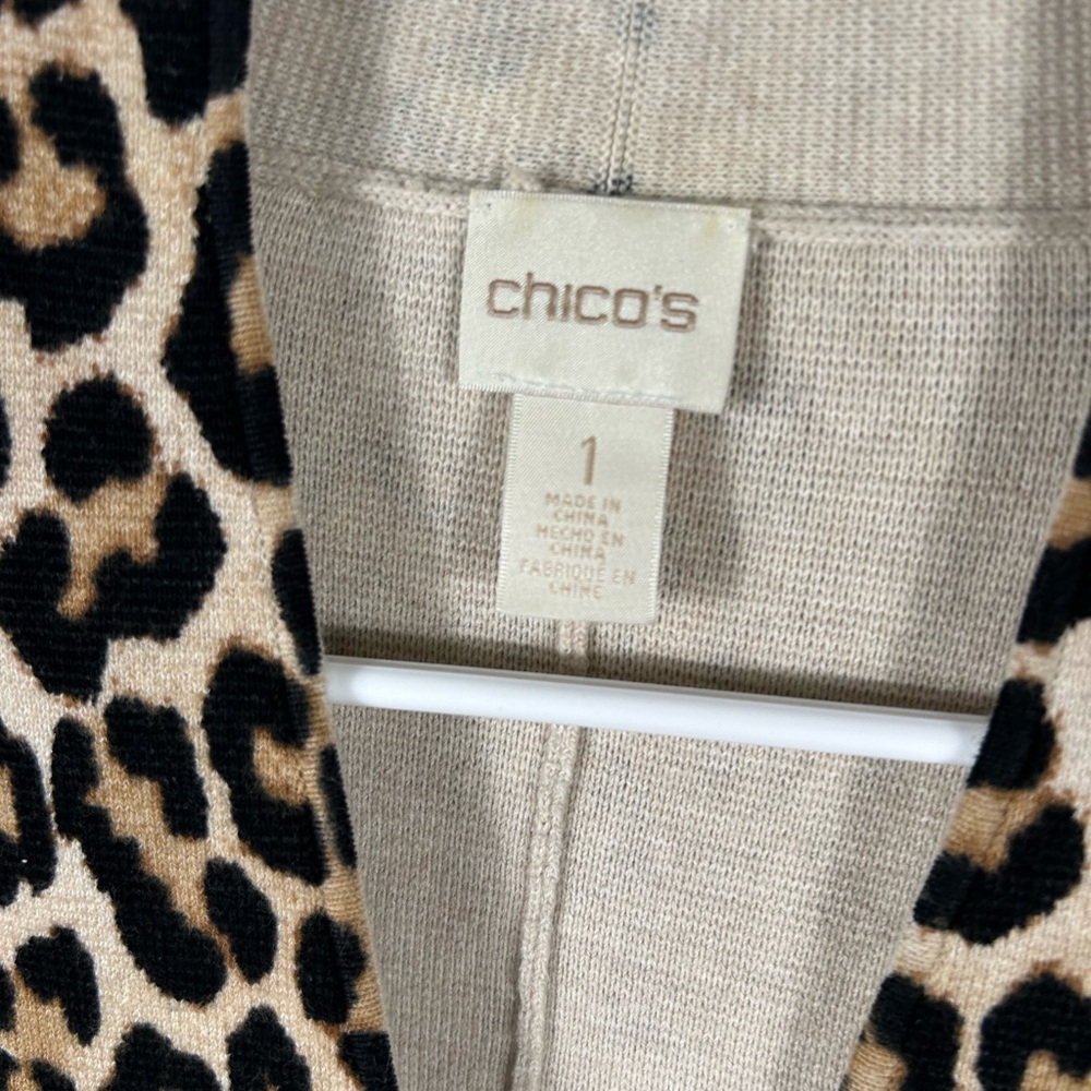 Chico’s Leopard Print One Button Knit Cardigan - image 4